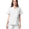 Adar Universal Unisex V-Neck 2  Pocket Scrub Top    White  2X