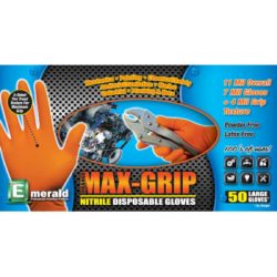 Orange Max-Grip Tread Ribbed Nitrile Glove